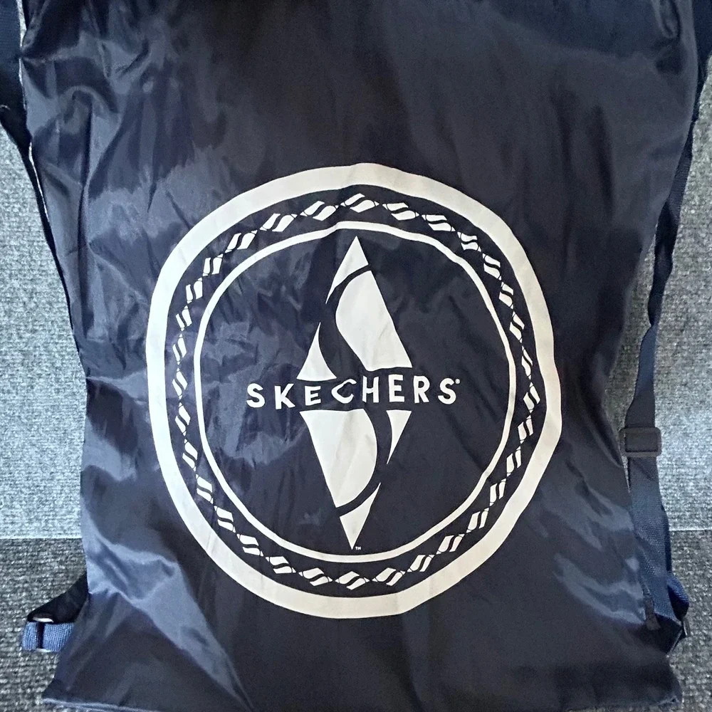 Skechers Drawstring Cinch Backpack Navy Blue Graphic Logo Gym Bag C41